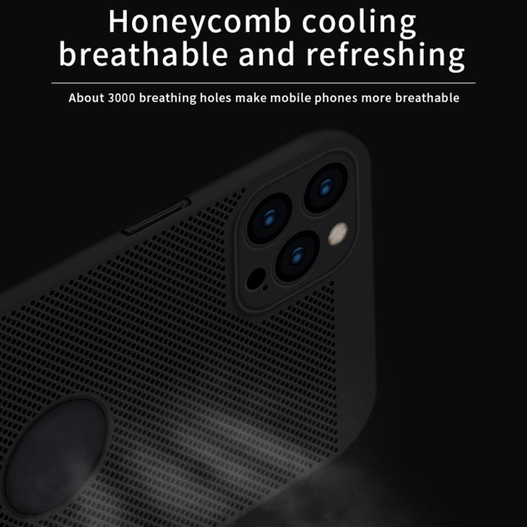 For iPhone 12 Pro Max MOFi Honeycomb Texture Breathable PC Shockproof Protective Back Cover Case(Rose Gold)
