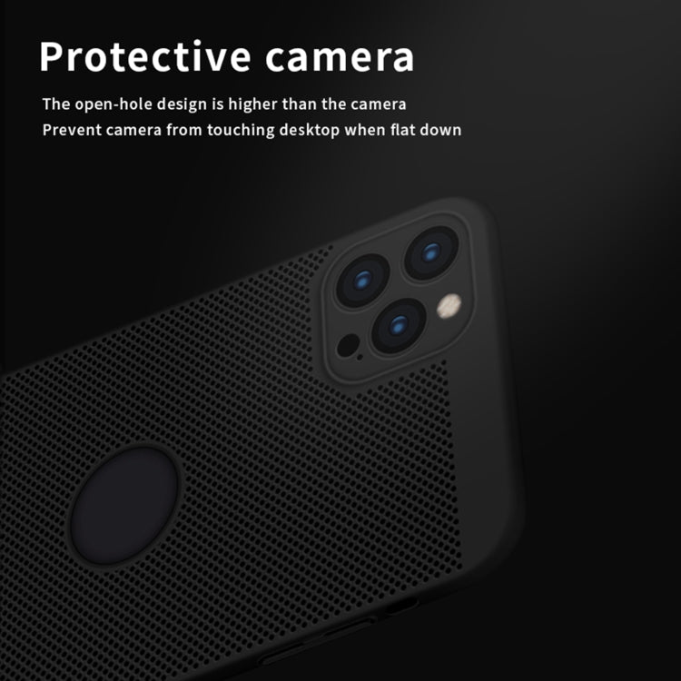 For iPhone 12 Pro Max MOFi Honeycomb Texture Breathable PC Shockproof Protective Back Cover Case(Rose Gold)