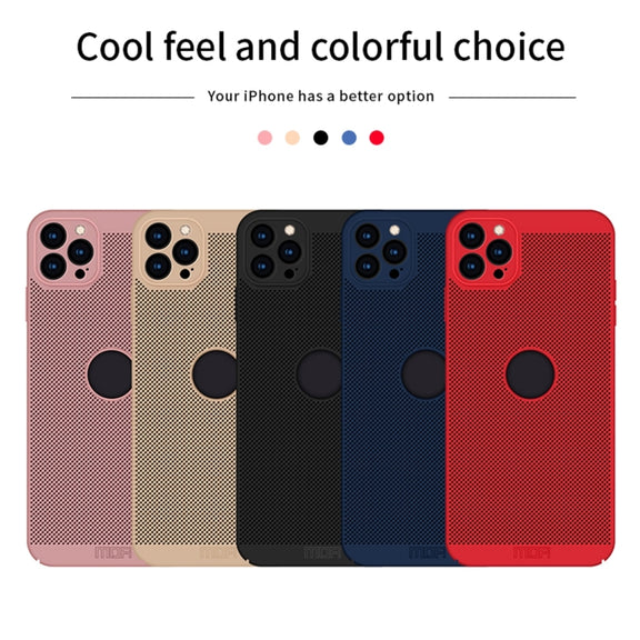 For iPhone 12 Pro Max MOFi Honeycomb Texture Breathable PC Shockproof Protective Back Cover Case(Rose Gold)