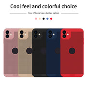 For iPhone 12 MOFi Honeycomb Texture Breathable PC Shockproof Protective Back Cover Case(Gold)
