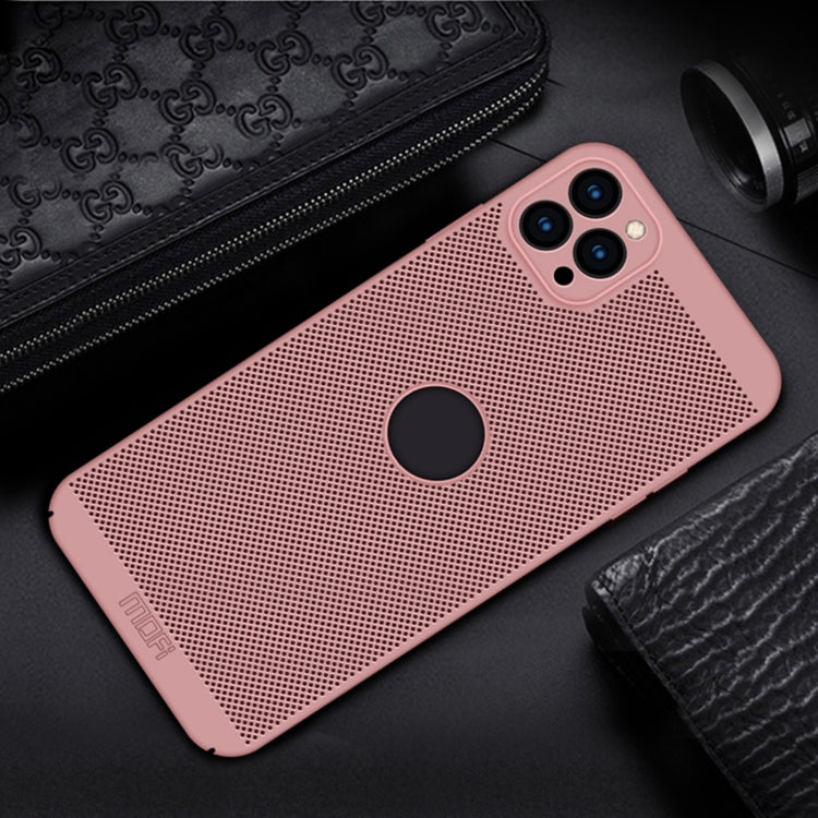 For iPhone 12 Pro MOFi Honeycomb Texture Breathable PC Shockproof Protective Back Cover Case(Rose Gold)