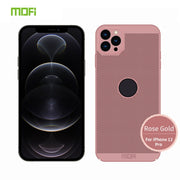 For iPhone 12 Pro MOFi Honeycomb Texture Breathable PC Shockproof Protective Back Cover Case(Rose Gold)