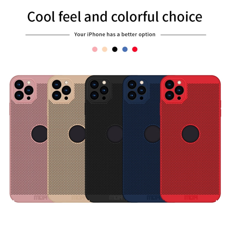 For iPhone 12 Pro MOFi Honeycomb Texture Breathable PC Shockproof Protective Back Cover Case(Rose Gold)