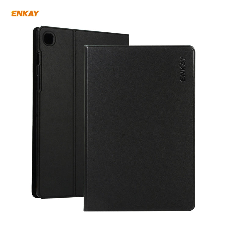 For Samsung Galaxy Tab A7 10.4 T500 / T505 2020 / 2022 ENKAY Horizontal Flip PU Leather + TPU Smart Case with Holder & Sleep / Wake-up Function(Black)
