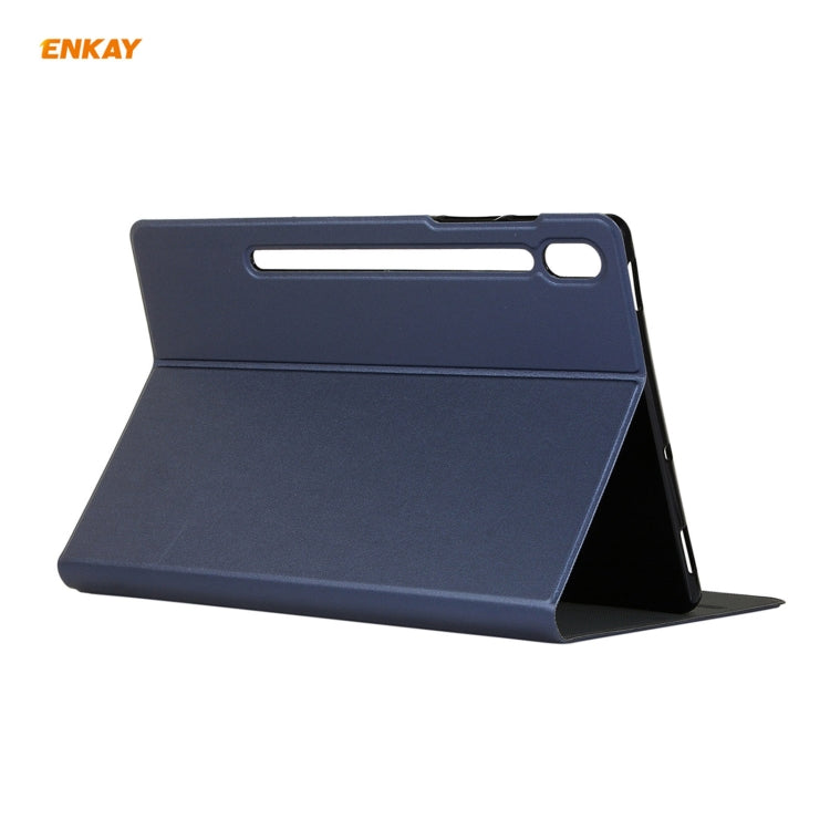 For Samsung Galaxy Tab S8 / Galaxy Tab S7 11.0 T870 / T875 ENKAY Horizontal Flip PU Leather + TPU Smart Case with Holder & Sleep / Wake-up Function(Dark Blue)