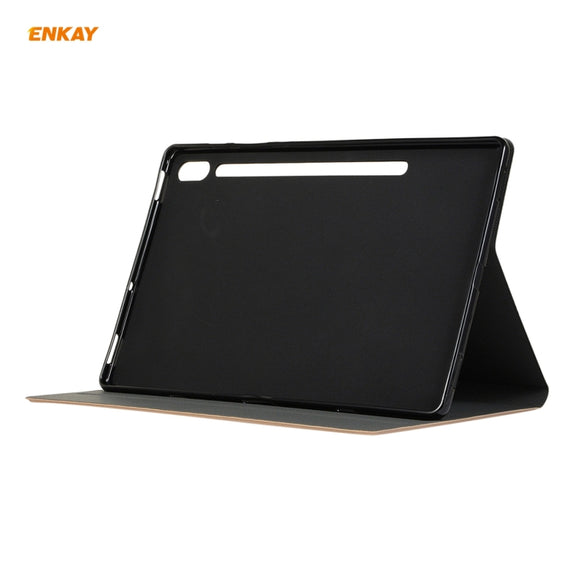 For Samsung Galaxy Tab S8 / Galaxy Tab S7 11.0 T870 / T875 ENKAY Horizontal Flip PU Leather + TPU Smart Case with Holder & Sleep / Wake-up Function(Dark Blue)