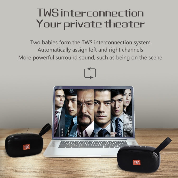 T&G TG173 TWS Subwoofer Bluetooth Speaker With Braided Cord, Support USB / AUX / TF Card / FM(Blue)