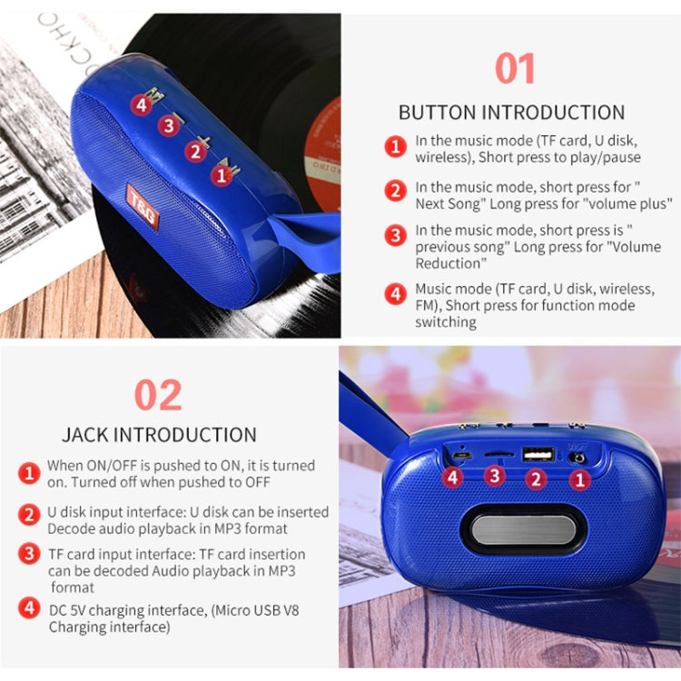 T&G TG173 TWS Subwoofer Bluetooth Speaker With Braided Cord, Support USB / AUX / TF Card / FM(Orange)