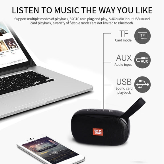 T&G TG173 TWS Subwoofer Bluetooth Speaker With Braided Cord, Support USB / AUX / TF Card / FM(Orange)