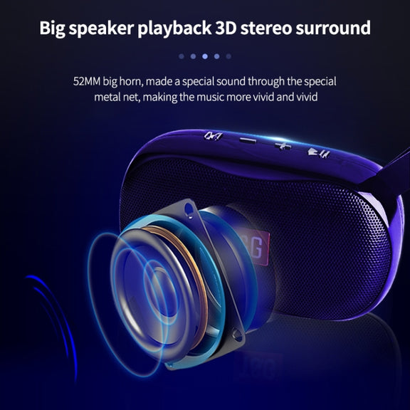 T&G TG173 TWS Subwoofer Bluetooth Speaker With Braided Cord, Support USB / AUX / TF Card / FM(Silver)