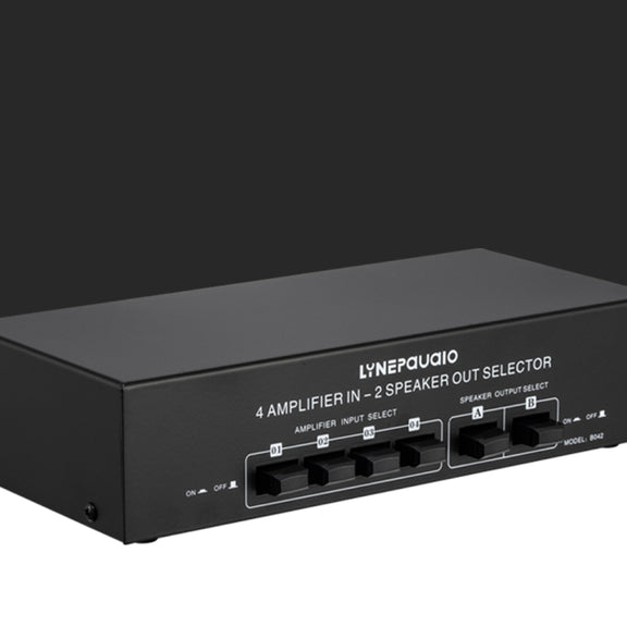 B042 4-in 2-out Power Amplifier Sound Switcher Loudspeaker Switch Distributor, 300W Per Channel Lossless Sound Quality