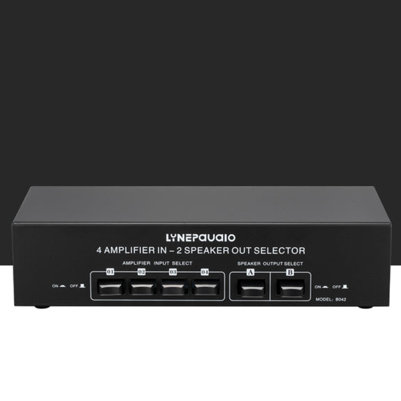 B042 4-in 2-out Power Amplifier Sound Switcher Loudspeaker Switch Distributor, 300W Per Channel Lossless Sound Quality