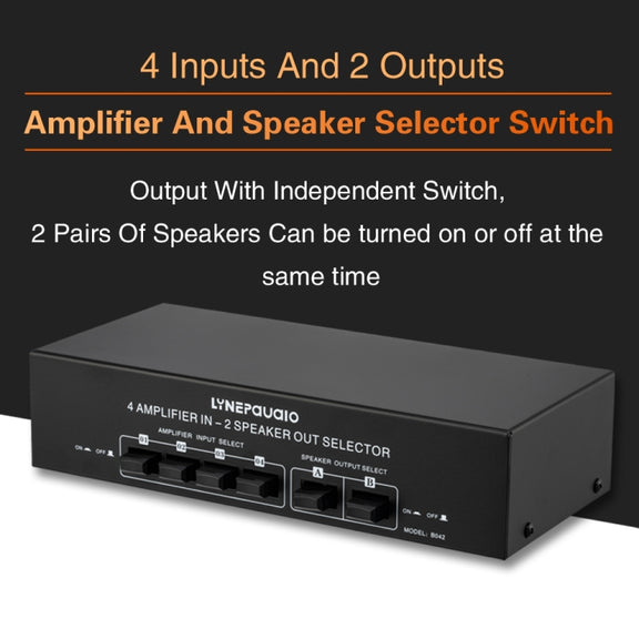 4 Input 2 Output Power Amplifier And Speaker Switcher Speaker Switch Splitter Comparator 300W Per Channel Without Loss Of Sound Quality