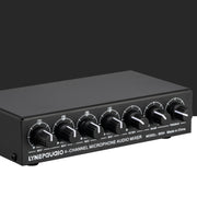 B054 4-Channel Microphone Mixer Support Stereo Output With Reverb Treble And Bass Adjustment, USB 5V Power Supply, US Plug