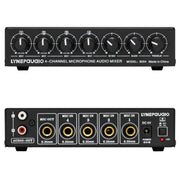 B054 4-Channel Microphone Mixer Support Stereo Output With Reverb Treble And Bass Adjustment, USB 5V Power Supply, US Plug