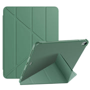 For iPad Air 11 2024 / Air 2022 10.9 Multi-folding Matte Surface Leather Tablet Case with Pen Slot(Light Pink)