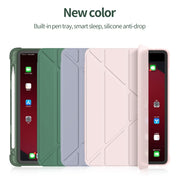 For iPad Air 11 2024 / Air 2022 10.9 Multi-folding Matte Surface Leather Tablet Case with Pen Slot(Light Pink)