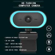 C11 2K Picture Quality HD Without Distortion 360 Degrees Rotate Built-in Microphone Sound Clear Webcams with Tripod(Orange)