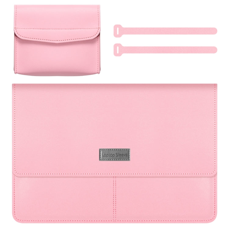Litchi Pattern PU Leather Water-resistant Ultra-thin Protection Liner Bag Briefcase Laptop Carrying Bag for 13-14 inch Laptops(ROSE GOLD)