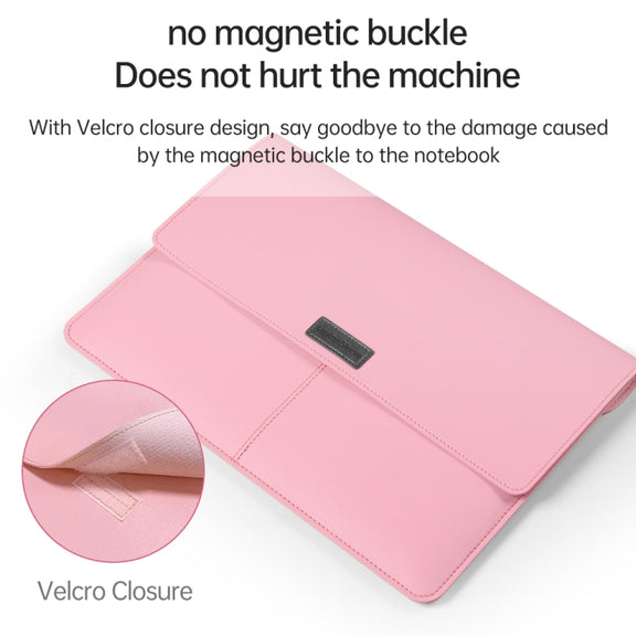 Litchi Pattern PU Leather Water-resistant Ultra-thin Protection Liner Bag Briefcase Laptop Carrying Bag for 13-14 inch Laptops(ROSE GOLD)