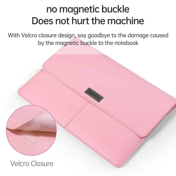 Litchi Pattern PU Leather Water-resistant Ultra-thin Protection Liner Bag Briefcase Laptop Carrying Bag for 13-14 inch Laptops(ROSE GOLD)