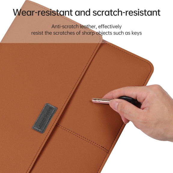 Litchi Pattern PU Leather Water-resistant Ultra-thin Protection Liner Bag Briefcase Laptop Carrying Bag for 13-14 inch Laptops(ROSE GOLD)