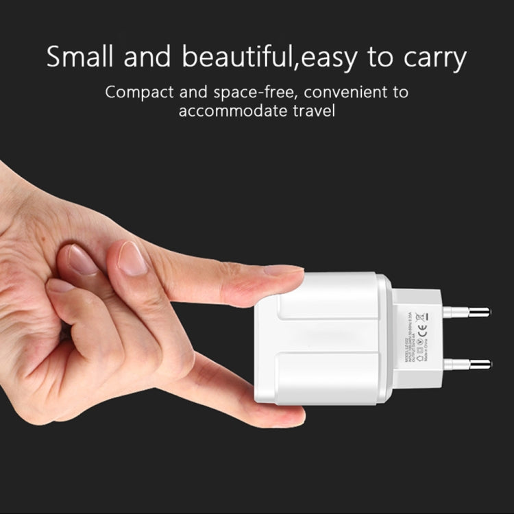 Dual USB Portable Travel Charger + 1 Meter USB to 8 Pin Data Cable, EU Plug(White)