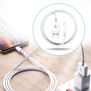 Dual USB Portable Travel Charger + 1 Meter USB to 8 Pin Data Cable, EU Plug(White)