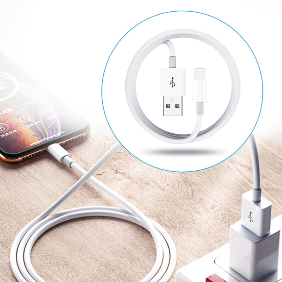 Dual USB Portable Travel Charger + 1 Meter USB to 8 Pin Data Cable, EU Plug(White)
