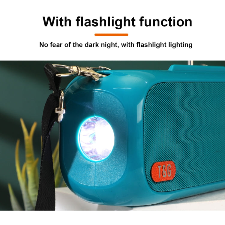 T&G TG613 TWS Solar Portable Bluetooth Speakers with LED Flashlight, Support TF Card / FM / AUX / U Disk(Dark Green)