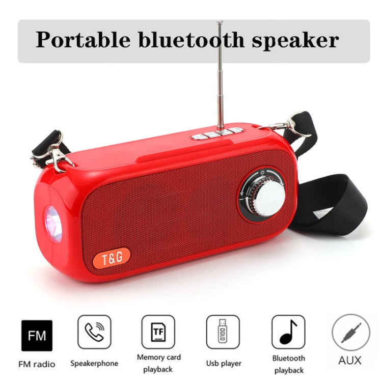 T&G TG613 TWS Solar Portable Bluetooth Speakers with LED Flashlight, Support TF Card / FM / AUX / U Disk(Red)