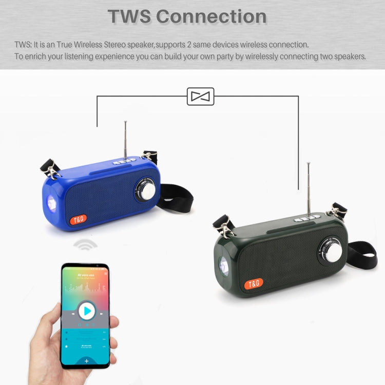 T&G TG613 TWS Solar Portable Bluetooth Speakers with LED Flashlight, Support TF Card / FM / AUX / U Disk(Red)