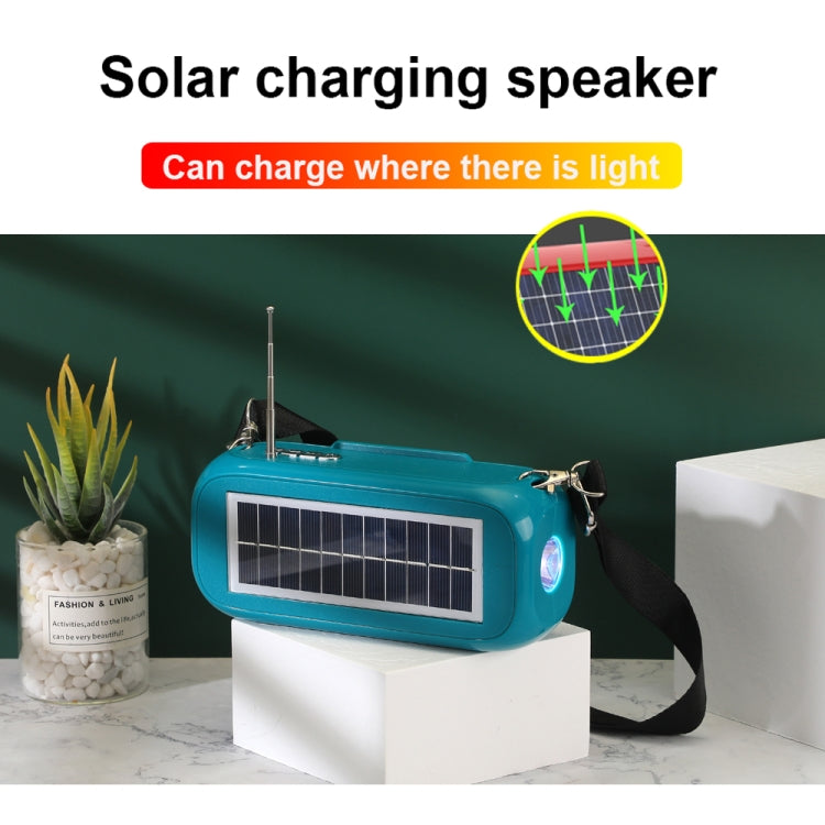 T&G TG613 TWS Solar Portable Bluetooth Speakers with LED Flashlight, Support TF Card / FM / AUX / U Disk(Red)