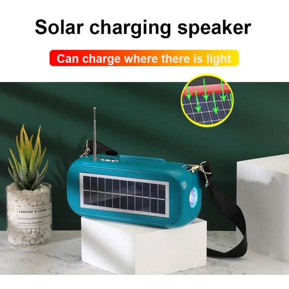 T&G TG613 TWS Solar Portable Bluetooth Speakers with LED Flashlight, Support TF Card / FM / AUX / U Disk(Red)