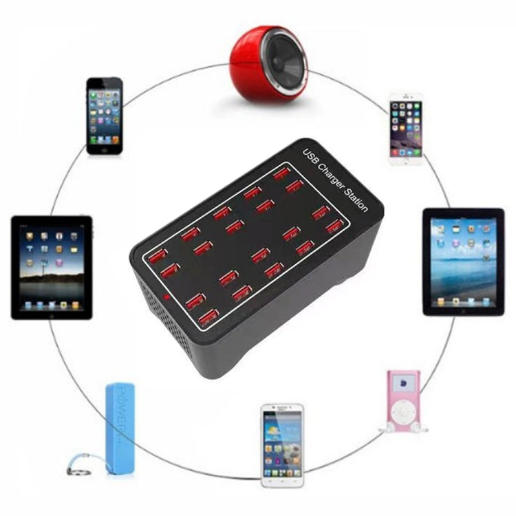 100W 20 USB Ports Fast Charger Station Smart Charger, AC 110-240V, Plug Size:US Plug
