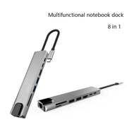 Aluminum Alloy 8 in 1 Multi HD USB 3.0 USB-C Hub Adapter Charging SD PD and TF RJ45 Card Reader Adapter for MacBook Pro Air