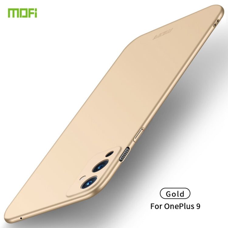 For OnePlus 9 MOFI Frosted PC Ultra-thin Hard Case(Gold)