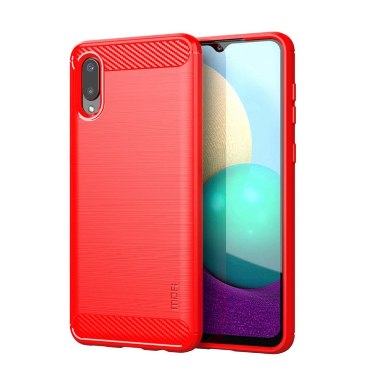 For Samsung Galaxy A02 / M02 MOFI Gentleness Series Brushed Texture Carbon Fiber Soft TPU Case(Red)