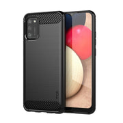 For Samsung Galaxy A02s/M02s/F02s(US Version) MOFI Gentleness Series Brushed Texture Carbon Fiber Soft TPU Case(Black)