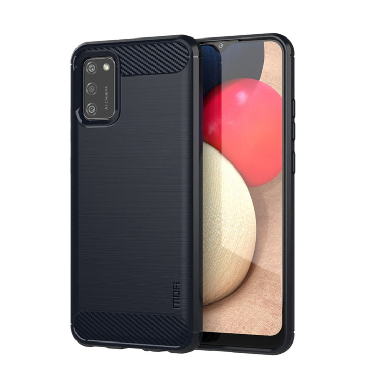 For Samsung Galaxy A02s/M02s/F02s(US Version) MOFI Gentleness Series Brushed Texture Carbon Fiber Soft TPU Case(Blue)