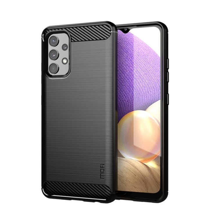 For Samsung Galaxy A32 4G(EU Version) MOFI Gentleness Series Brushed Texture Carbon Fiber Soft TPU Case(Black)