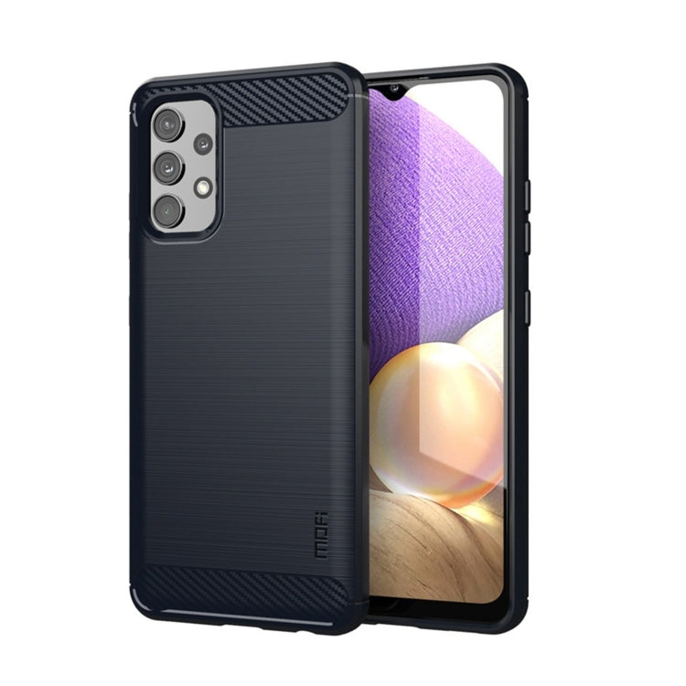 For Samsung Galaxy A32 4G(EU Version) MOFI Gentleness Series Brushed Texture Carbon Fiber Soft TPU Case(Blue)