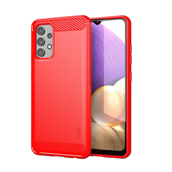 For Samsung Galaxy A32 4G(EU Version) MOFI Gentleness Series Brushed Texture Carbon Fiber Soft TPU Case(Red)