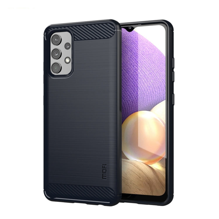 For Samsung Galaxy A32 4G(US Version) MOFI Gentleness Series Brushed Texture Carbon Fiber Soft TPU Case(Blue)