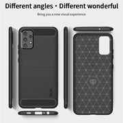 For Samsung Galaxy A32 4G(US Version) MOFI Gentleness Series Brushed Texture Carbon Fiber Soft TPU Case(Blue)