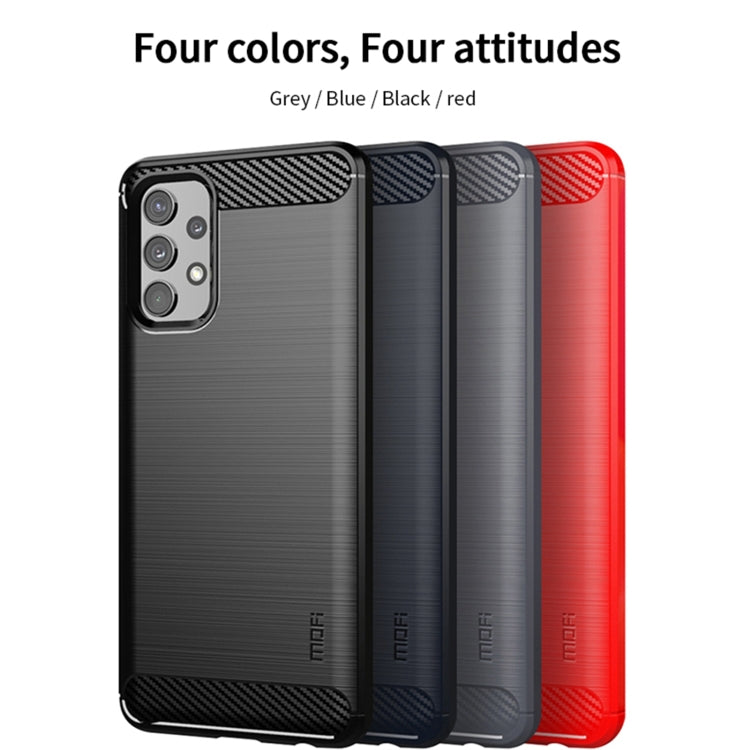For Samsung Galaxy A32 4G(US Version) MOFI Gentleness Series Brushed Texture Carbon Fiber Soft TPU Case(Blue)