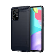 For Samsung Galaxy A52 5G/4G MOFI Gentleness Series Brushed Texture Carbon Fiber Soft TPU Case(Blue)