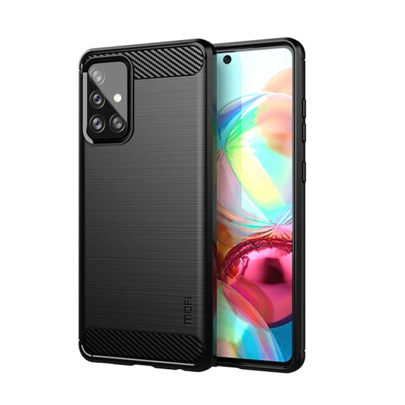 For Samsung Galaxy A72 5G/4G MOFI Gentleness Series Brushed Texture Carbon Fiber Soft TPU Case(Black)