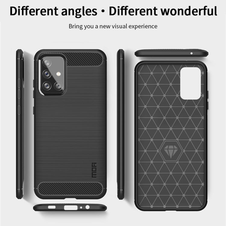 For Samsung Galaxy A72 5G/4G MOFI Gentleness Series Brushed Texture Carbon Fiber Soft TPU Case(Grey)