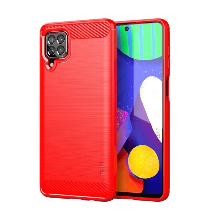 For Samsung Galaxy F62 / M62 MOFI Gentleness Series Brushed Texture Carbon Fiber Soft TPU Case(Red)